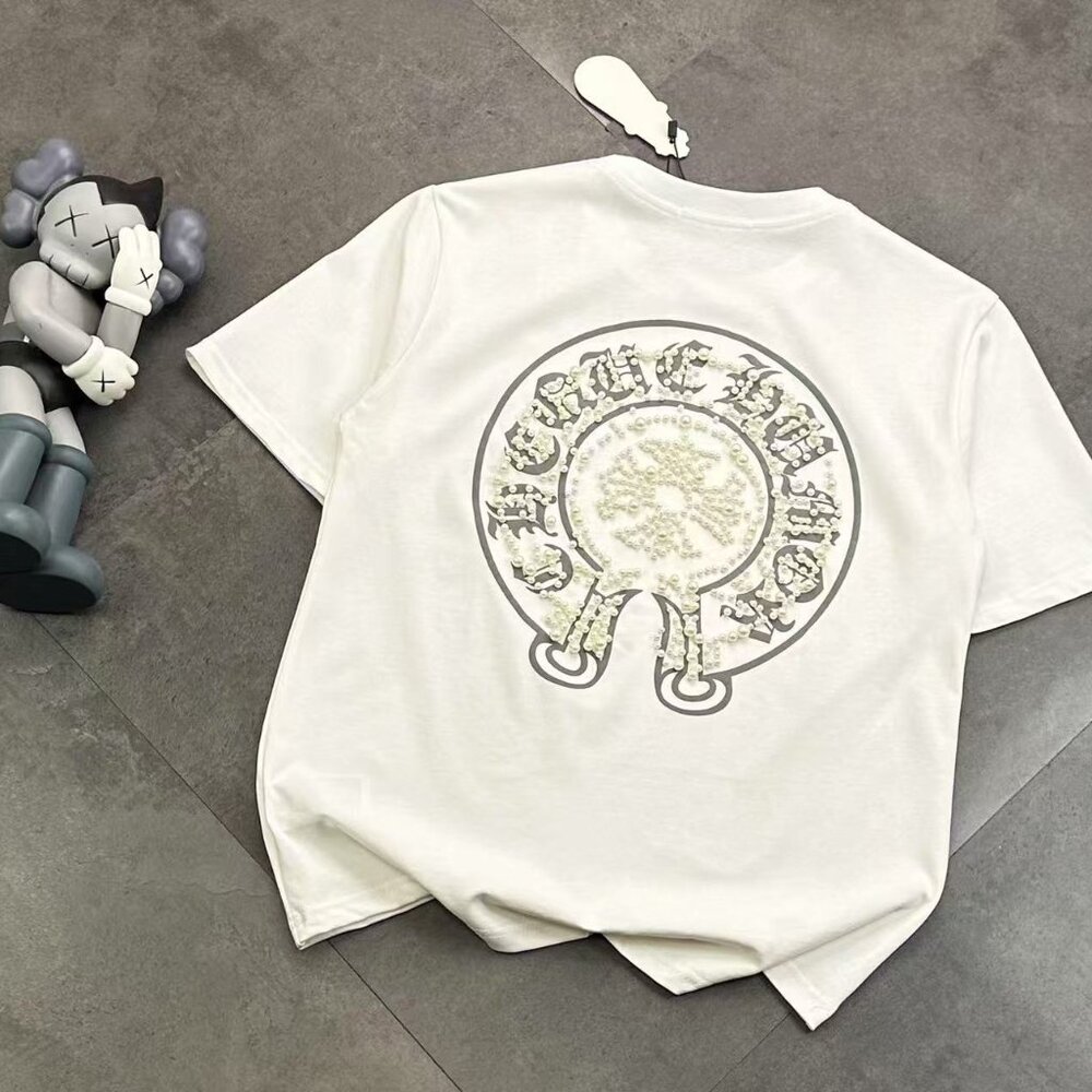 Chrome Hearts Full Diamond Round Neck Short Sleeve T-shirt Size M